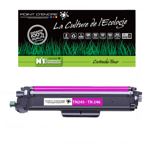 TN241 / TN245 / TN242 / TN246 - MAGENTA - Grande capacité Marque Francaise POINT D'ENCRE pour Imprimantes compatibles Brother (clbr)