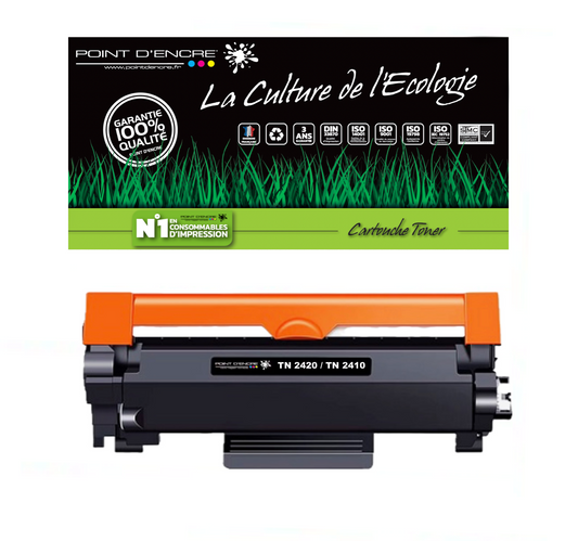 TN2420 / TN2410 Cartouche d'encre Toner - Noir - Grande capacité Marque Francaise POINT D'ENCRE pour Imprimantes compatibles Brother (clp)