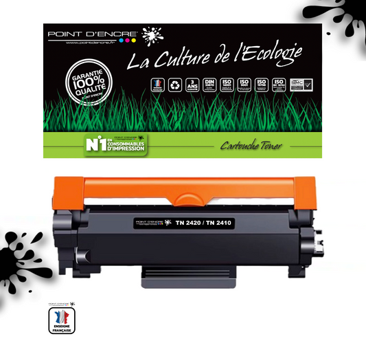 TN2420 / TN2410 - ABONNEMENT - Cartouche d'encre Toner - Noir - Grande capacité Marque Francaise POINT D'ENCRE pour Imprimantes compatibles Brother (clp)