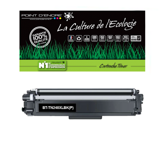 TN248XL - NOIR - Grande capacité Marque Francaise POINT D'ENCRE pour Imprimantes compatibles Brother (clbr)