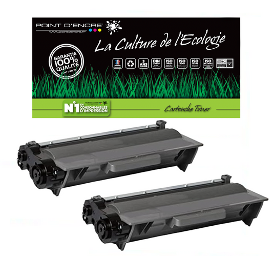 2 X TN3430 / TN3480 - NOIR - Grande capacité Marque Francaise POINT D'ENCRE pour Imprimantes compatibles Brother (clbr)