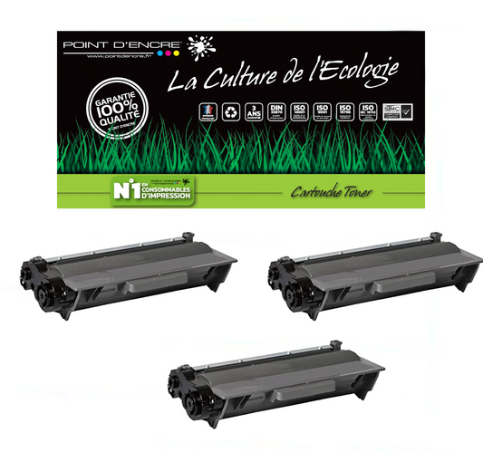 3 X TN3430 / TN3480 - NOIR - Grande capacité Marque Francaise POINT D'ENCRE pour Imprimantes compatibles Brother (clbr)