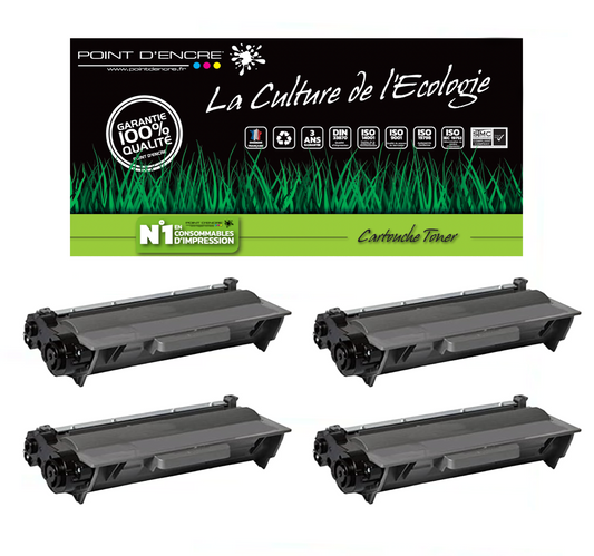 4 X TN3430 / TN3480 - NOIR - Grande capacité Marque Francaise POINT D'ENCRE pour Imprimantes compatibles Brother (clbr)