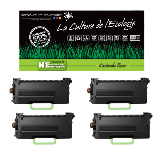 TN3610XXL Cartouche d'encre Toner - 4 X Noir - Grande capacité Marque Francaise POINT D'ENCRE pour Imprimantes compatibles Brother (clp)
