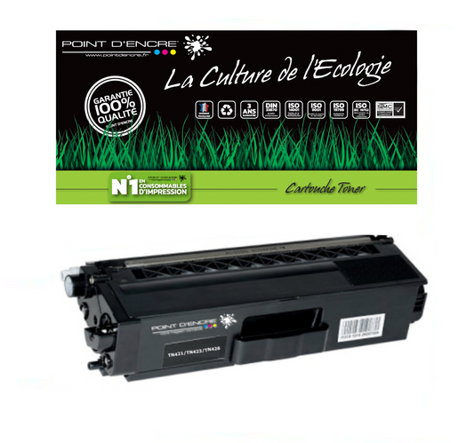 TN421 / TN423 / TN426 - NOIR - Grande capacité Marque Francaise POINT D'ENCRE pour Imprimantes compatibles Brother (clbr)