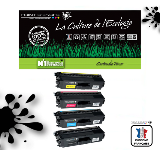 TN421 / TN423 / TN426 - ABONNEMENT - 4 Cartouches BK/C/M/Y/ - Grande capacité Marque Francaise POINT D'ENCRE pour Imprimantes compatibles Brother (clbr)