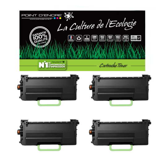 TN3600XXL - 4 X NOIR - Grande capacité Marque Francaise POINT D'ENCRE pour Imprimantes compatibles Brother (clbr)