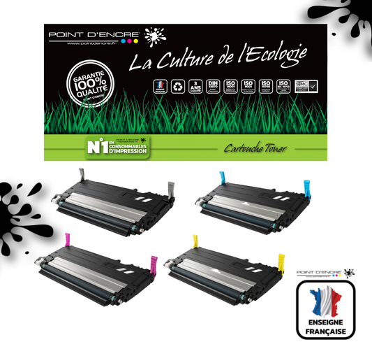 117A / NOIR / CYAN / MAGENTA / JAUNE - ABONNEMENT - Grande capacité Marque Francaise POINT D'ENCRE pour Imprimantes compatibles HP (clhp) W2070A - W2071A -W2073A - W2072A