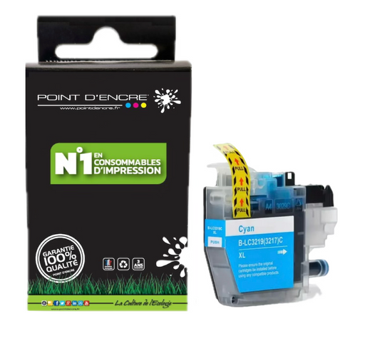 LC3219/LC3217XL - CYAN - Grande capacité de Marque Française POINT D'ENCRE Pour imprimante compatible BROTHER (ceb)