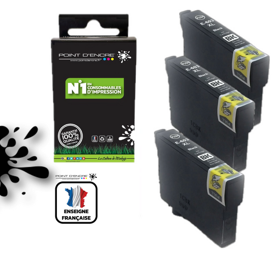 603XL - Etoile de mer - 3 X NOIR - Grande capacité de Marque Francaise POINT D'ENCRE Pour imprimante compatible EPSON (cee)