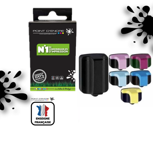 363XL - Pack de 4 Cartouches Noir/Cyan/Magenta/ Jaune Grande capacité de Marque Française POINT D'ENCRE Pour imprimante compatible HP (cehp)