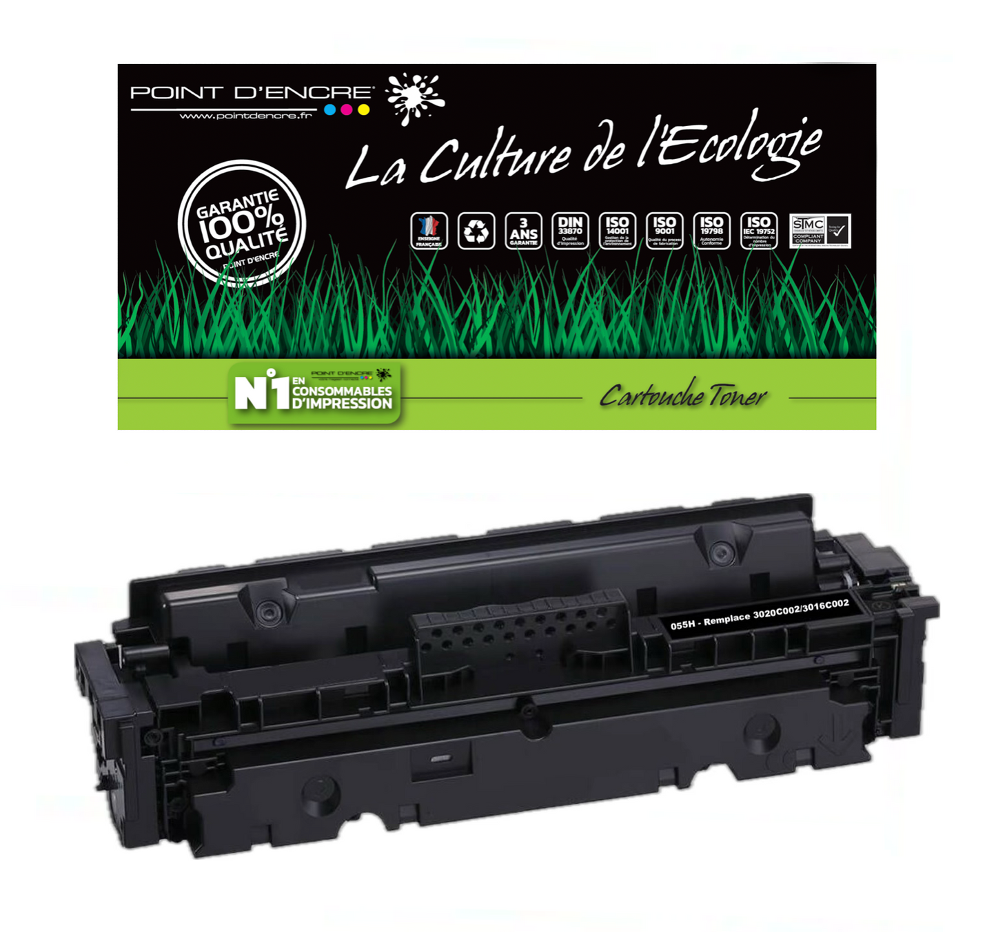 067H / 067 - NOIR - Grande capacité Marque Francaise POINT D'ENCRE pour Imprimantes compatibles Canon (clca)