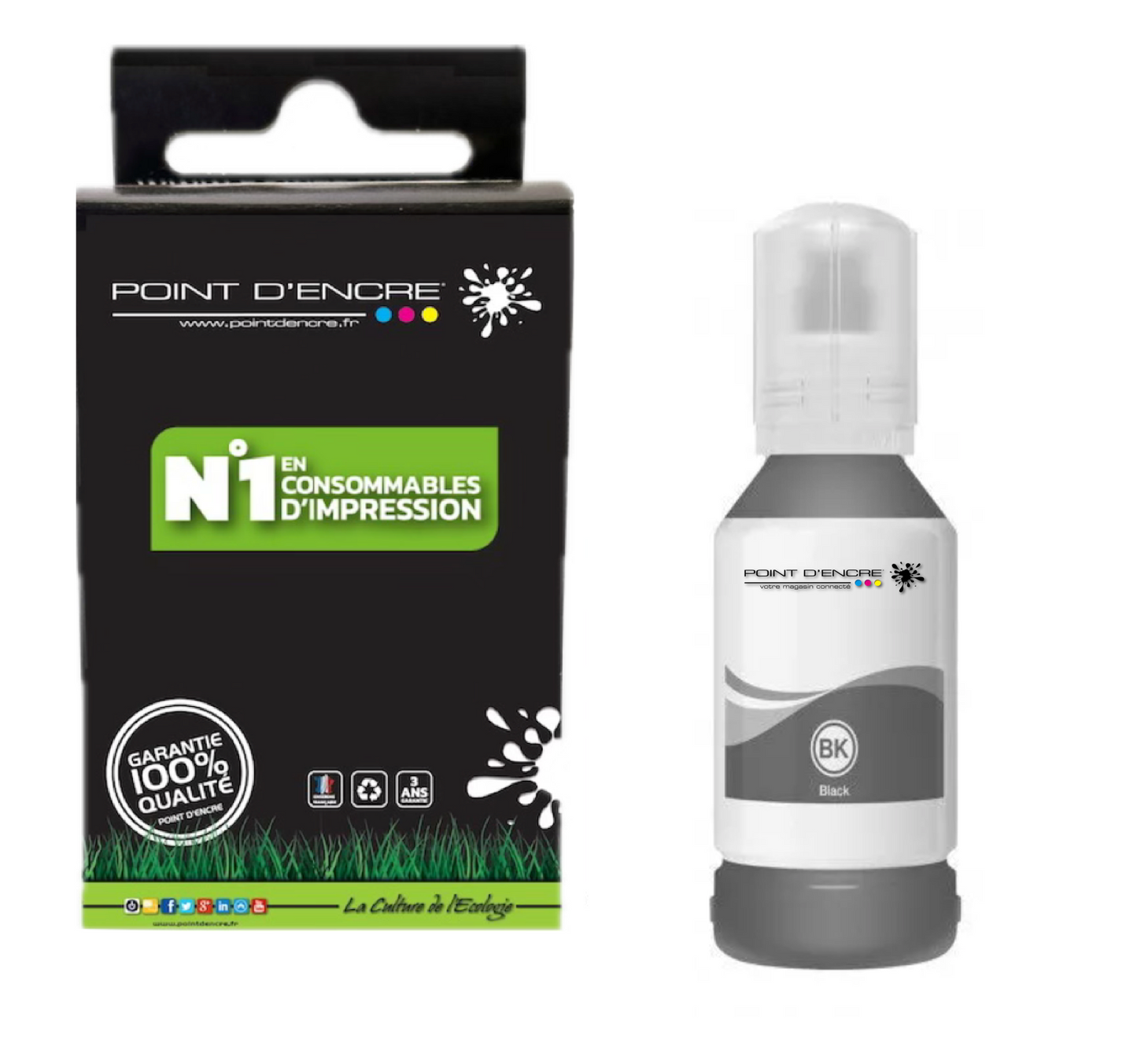 114 - GRIS - Grande capacité de Marque Francaise POINT D'ENCRE Pour imprimante compatible EPSON (eep)