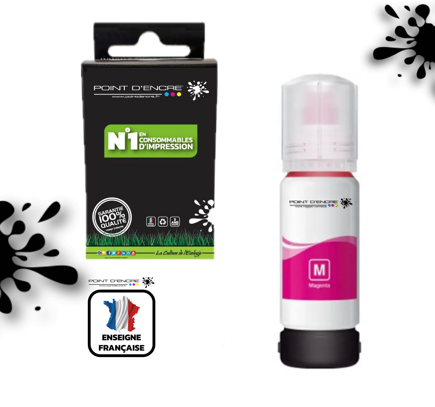 114 - MAGENTA - Grande capacité de Marque Francaise POINT D'ENCRE Pour imprimante compatible EPSON (eep)