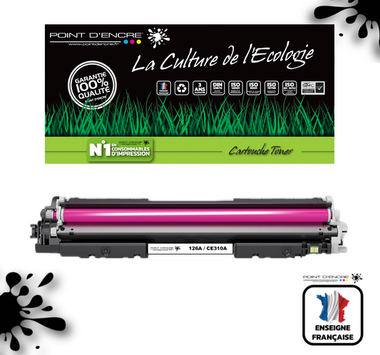 126A / CE310A - MAGENTA - Grande capacité Marque Francaise POINT D'ENCRE pour Imprimantes compatibles HP (clhp)