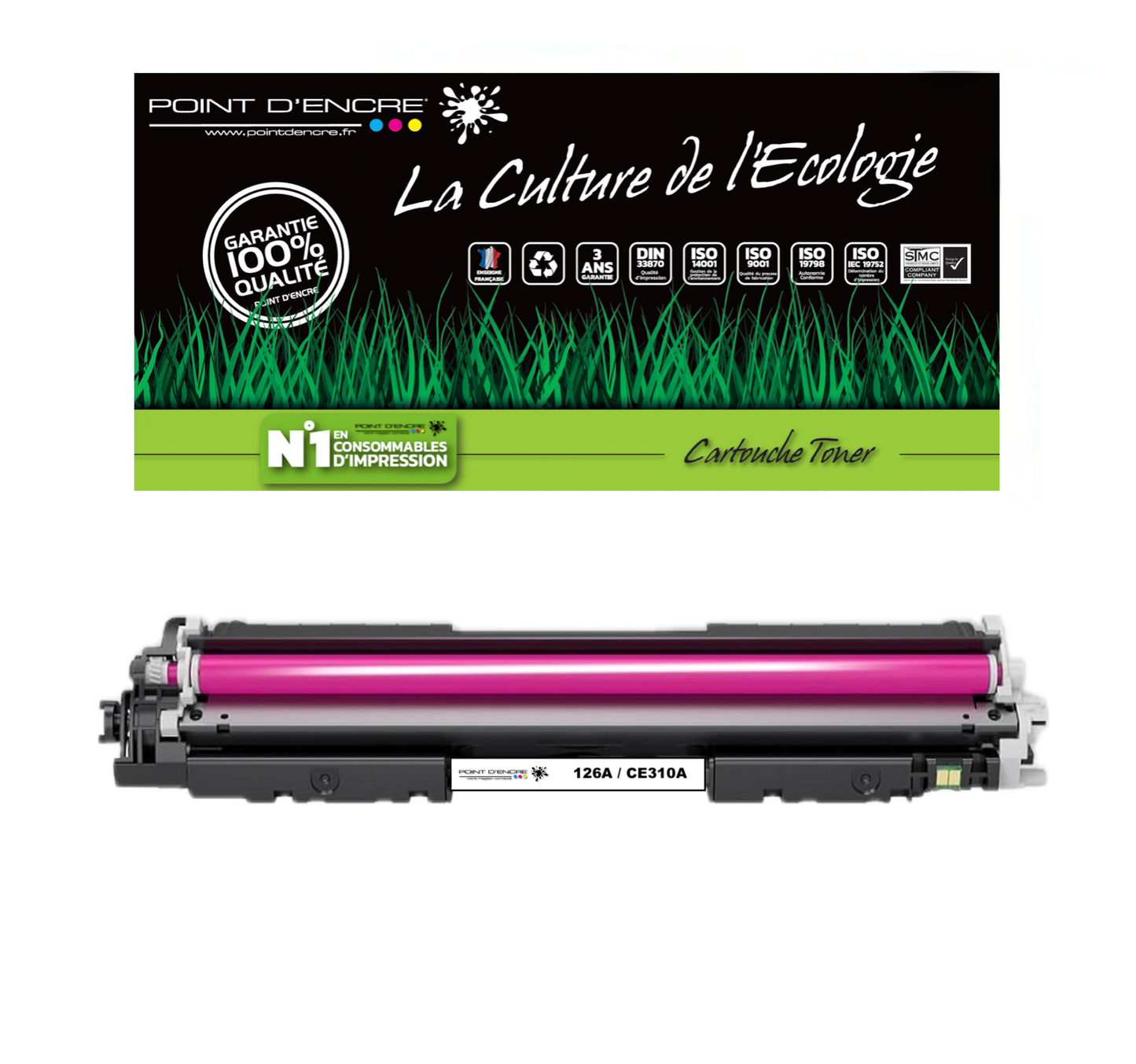 126A / CE310A - MAGENTA - Grande capacité Marque Francaise POINT D'ENCRE pour Imprimantes compatibles HP (clhp)