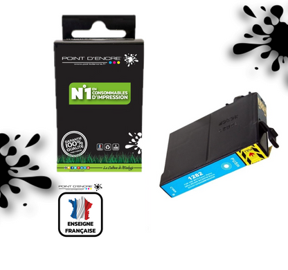 T1282 - Renard  - CYAN - Grande capacité de Marque Française POINT D'ENCRE Pour imprimante compatible EPSON (cee)