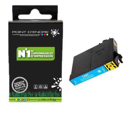 T1282 - Renard  - CYAN - Grande capacité de Marque Française POINT D'ENCRE Pour imprimante compatible EPSON (cee)