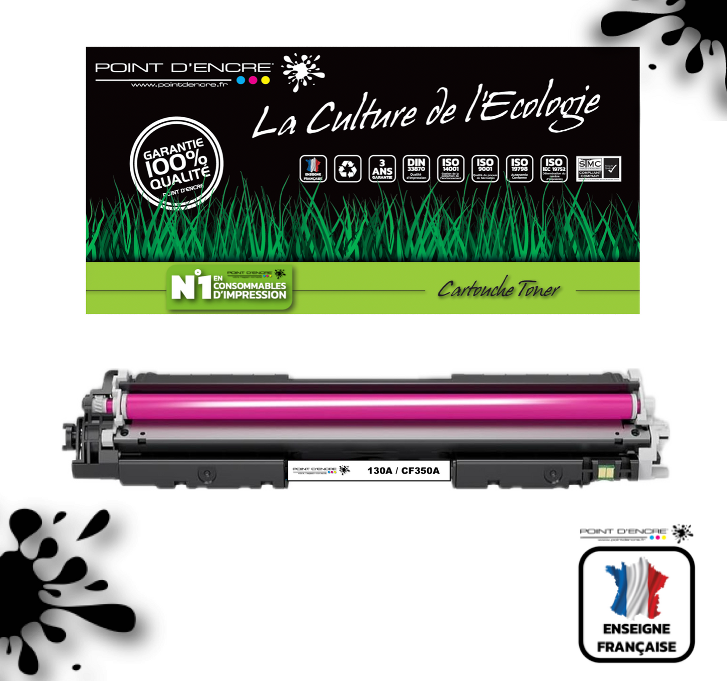 130A / CF350A - MAGENTA - Grande capacité Marque Francaise POINT D'ENCRE pour Imprimantes compatibles HP (clhp)