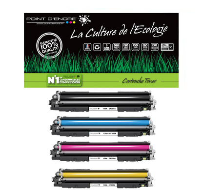 130A / CF350A - NOIR / CYAN / MAGENTA / JAUNE - Grande capacité Marque Francaise POINT D'ENCRE pour Imprimantes compatibles HP (clhp)