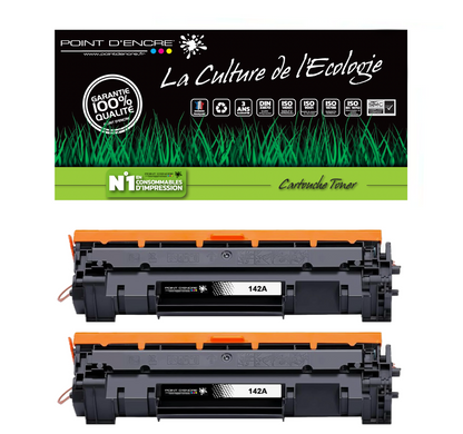 142A / W1420A - 2 X NOIR - Grande capacité Marque Francaise POINT D'ENCRE pour Imprimantes compatibles HP (clhp)