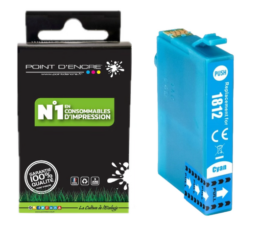 18XL - Pâquerette - CYAN - Grande capacité de Marque Francaise POINT D'ENCRE Pour imprimante compatible EPSON (cee)