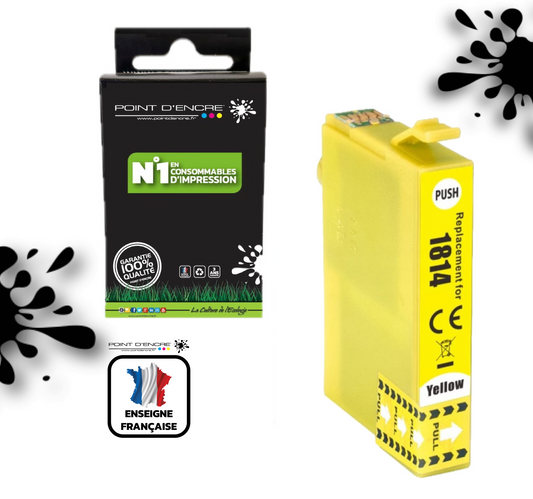 18XL - Pâquerette - JAUNE - Grande capacité de Marque Francaise POINT D'ENCRE Pour imprimante compatible EPSON (cee)