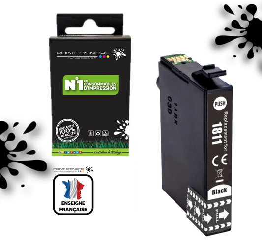 18XL - Pâquerette - NOIR - Grande capacité de Marque Francaise POINT D'ENCRE Pour imprimante compatible EPSON (cee)