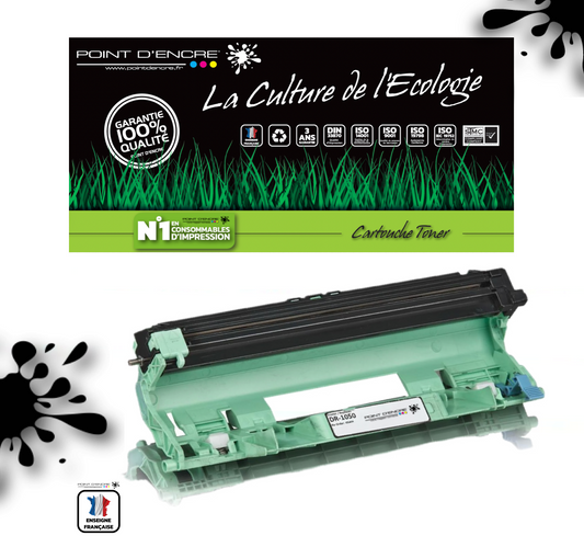 DR1050 - Tambour - Noir - Grande capacité Marque Francaise POINT D'ENCRE pour Imprimantes TN1050 compatibles Brother (clp)