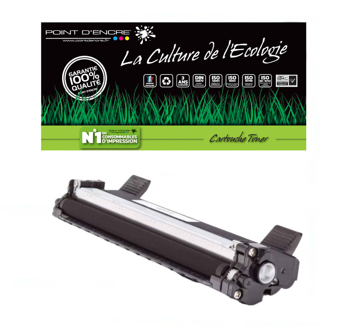 TN1050 - Noir - Cartouche d'encre Toner - Grande capacité Marque Francaise POINT D'ENCRE pour Imprimantes compatibles Brother (clp)