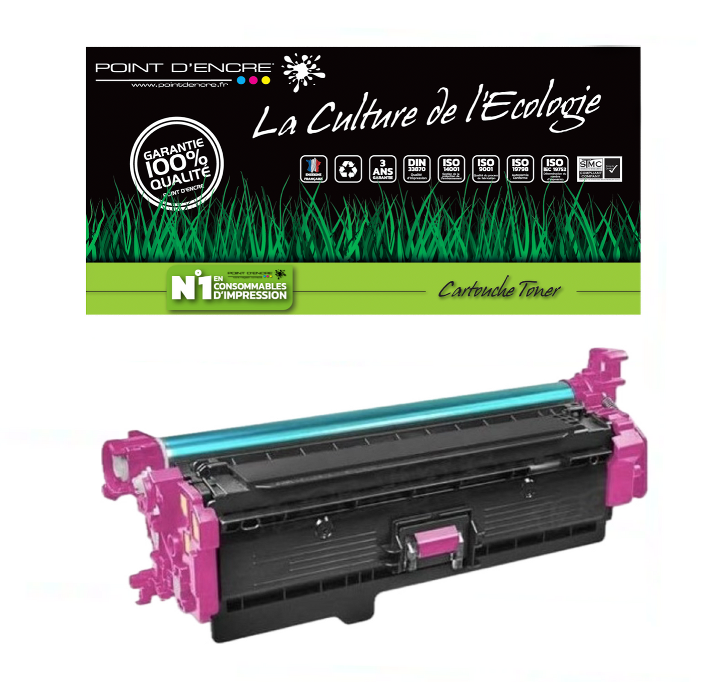 203X / CF540X - MAGENTA - Grande capacité Marque Francaise POINT D'ENCRE pour Imprimantes compatibles HP (clhp)