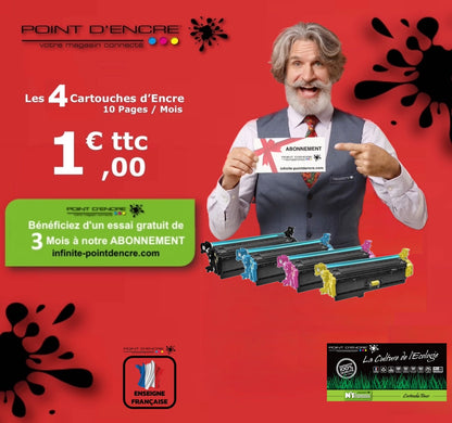 203X / CF540X - ABONNEMENT - NOIR / CYAN / MAGENTA / JAUNE - Grande capacité Marque Francaise POINT D'ENCRE pour Imprimantes compatibles HP (clhp)