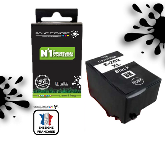 202XL - Kiwi - NOIR - Grande capacité de Marque Francaise POINT D'ENCRE C13T02G14010 / C13T02E14010 Pour imprimante compatible EPSON (eep)