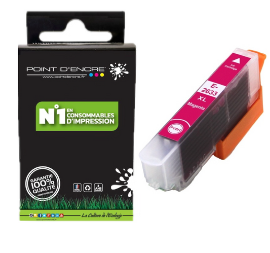 26XL - Ours - MAGENTA - Grande capacité de Marque Francaise POINT D'ENCRE Pour imprimante compatible EPSON (cee)