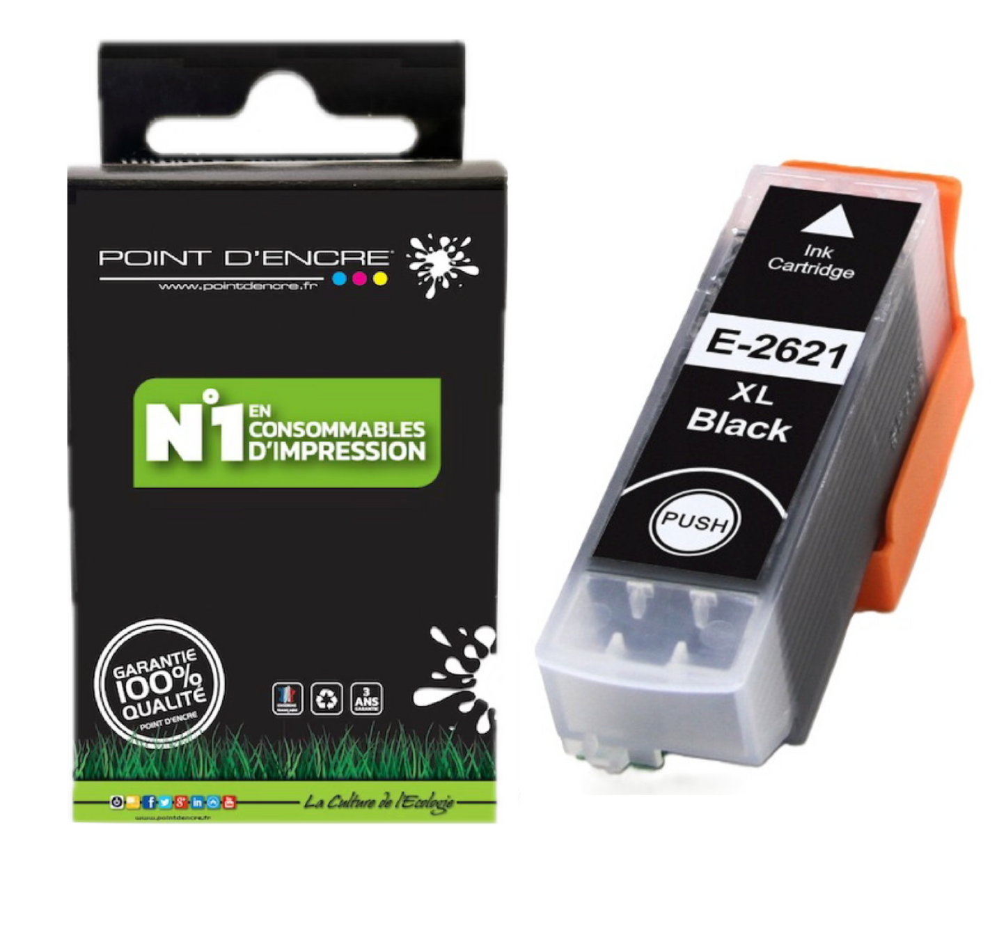 26XL - Ours - NOIR - Grande capacité de Marque Francaise POINT D'ENCRE Pour imprimante compatible EPSON (cee)