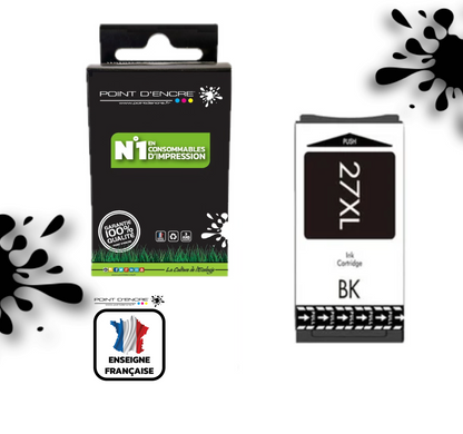 27XL - Réveil - NOIR - Grande capacité de Marque Francaise POINT D'ENCRE Pour imprimante compatible EPSON (cee)