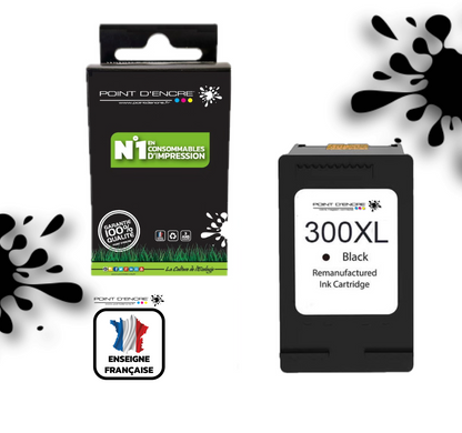 300XL - NOIR  - Grande capacité de Marque Francaise POINT D'ENCRE - Pour imprimante compatible HP (cehp)