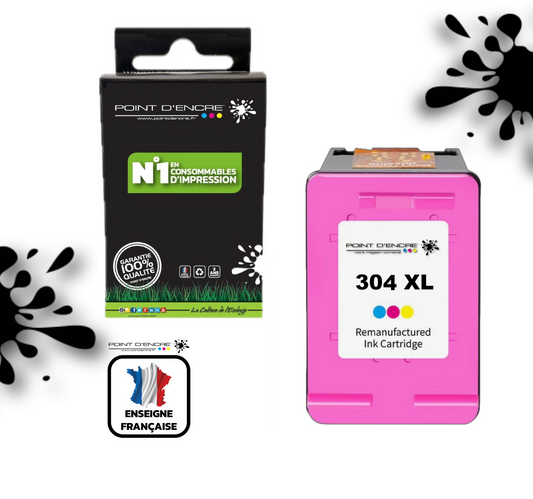 304XL / 304 - COULEUR - Grande capacité de Marque Francaise POINT D'ENCRE - Pour imprimante compatible HP (cehp)