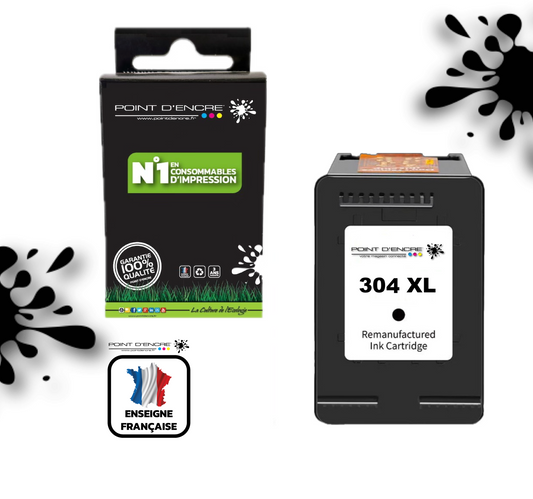 304XL / 304 - NOIR  - Grande capacité de Marque Francaise POINT D'ENCRE - Pour imprimante compatible HP (cehp)