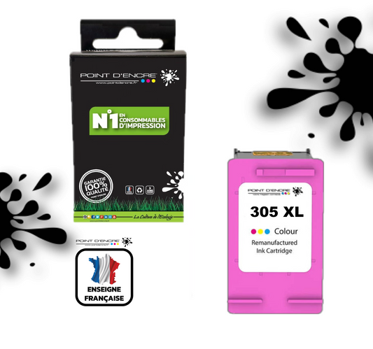 305XL / 305 - COULEUR - Grande capacité de Marque Francaise POINT D'ENCRE - Pour imprimante compatible HP (cehp)