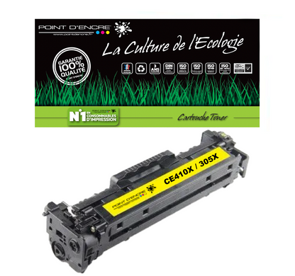 305X / CE410X - JAUNE  - Grande capacité Marque Francaise POINT D'ENCRE pour Imprimantes compatibles HP (clhp)