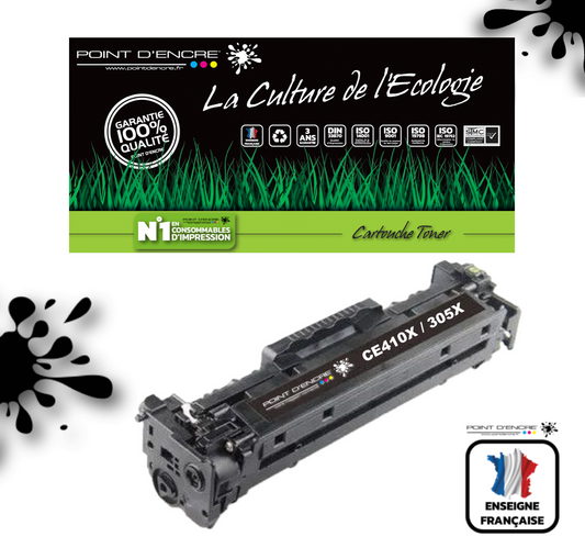 305X / CE410X - NOIR  - Grande capacité Marque Francaise POINT D'ENCRE pour Imprimantes compatibles HP (clhp)