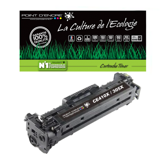 305X / CE410X - NOIR  - Grande capacité Marque Francaise POINT D'ENCRE pour Imprimantes compatibles HP (clhp)