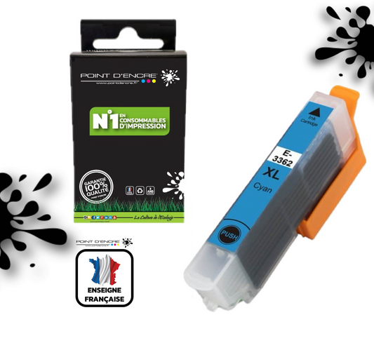 33XL - Orange - CYAN - Grande capacité de Marque Francaise POINT D'ENCRE Pour imprimante compatible EPSON (cee)