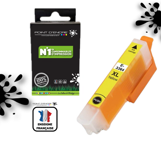 33XL - Orange - JAUNE - Grande capacité de Marque Francaise POINT D'ENCRE Pour imprimante compatible EPSON (cee)