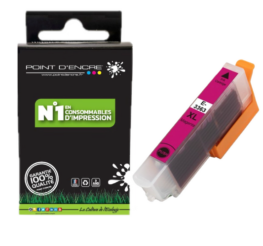 33XL - Orange - MAGENTA - Grande capacité de Marque Francaise POINT D'ENCRE Pour imprimante compatible EPSON (cee)