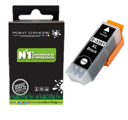 33XL - Orange - NOIR - Grande capacité de Marque Francaise POINT D'ENCRE Pour imprimante compatible EPSON (cee)
