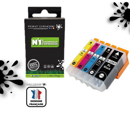 33XL - Orange - ABONNEMENT - NOIR / CYAN / MAGENTA / JAUNE / NOIR PHOTO - Grande capacité de Marque Francaise POINT D'ENCRE Pour imprimante compatible EPSON (cee)
