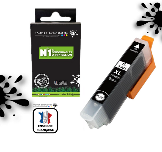 33XL - Orange - NOIR PHOTO - Grande capacité de Marque Francaise POINT D'ENCRE Pour imprimante compatible EPSON (cee)