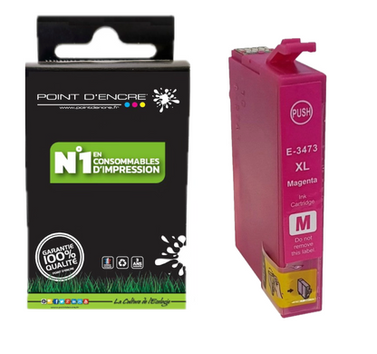 34XL / C13T34734010 - Balle de golf - MAGENTA - Grande capacité de Marque Française POINT D'ENCRE Pour imprimante compatible EPSON (cee)